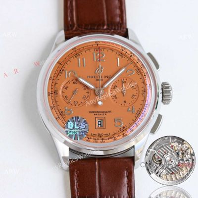 BLS Superclone Breitling Premier B01 Chrono Orange Dial-Leather Strap